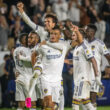LA Galaxy top Soccer clubs in the MLS CARSON, CA - JULY 8: Riqui Puig #6 of Los Angeles Galaxy celebrates his goal with Dejan Jovelji #9 in the second half of the match against Philadelphia Union at Dignity Health Sports Park on July 8, 2023 in Los Angeles, California. Los Angeles Galaxy won the match 3-1