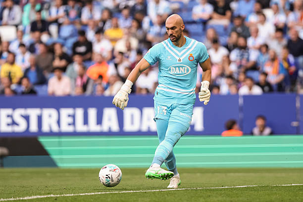 CORNELLA, SPAIN - MAY 13: Marko Dmitrovic of RCD Espanyol in action during the Spanish league, LaLiga EA Sports, football match played between RCD Espanyol and Athletic Club at RCDE Stadium on May 13, 2026 in Cornella, Spain.