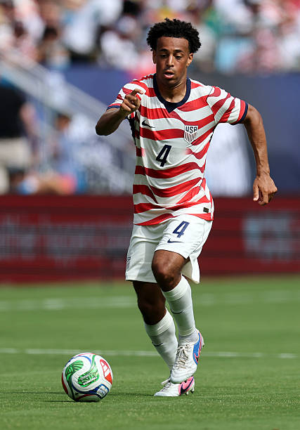 CHARLOTTE, NORTH CAROLINA - MAY 31: Tyler Adams #4 of the USA in action during the international friendly match against Senegal at Bank of America Stadium on May 31, 2026 in Charlotte, North Carolina.
