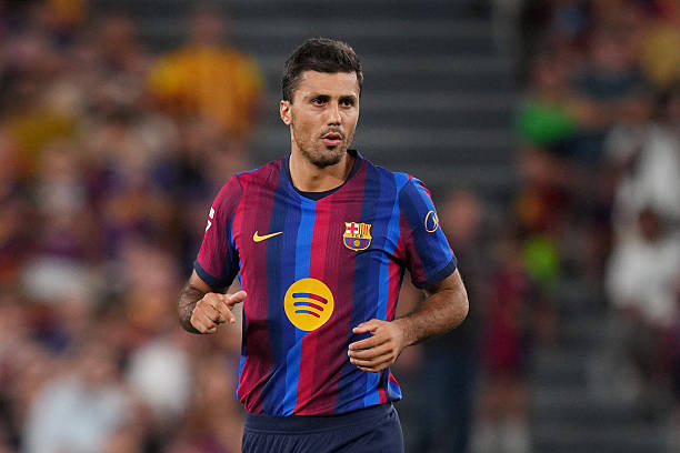 BARCELONA, SPAIN - AUGUST 27: Rodri of Barcelona looks on during the LaLiga EA Sports 2026/27 match between FC Barcelona and Athletic Club at Spotify Camp Nou on August 27, 2026 in Barcelona, Spain.