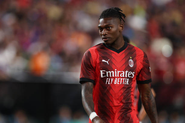 Rafael Leão best wingers in the world LAS VEGAS, NEVADA - AUGUST 1: Rafael Leao of AC Milan during the US Tour 2023 Pre-Season Friendly between AC Milan and FC Barcelona at Allegiant Stadium on August 1, 2023 in Las Vegas, Nevada.
