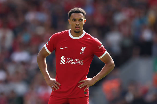 Trent Alexander-Arnold best full-backs in the world LIVERPOOL, ENGLAND - AUGUST 19: Trent Alexander-Arnold of Liverpool looks on during the Premier League match between Liverpool FC and AFC Bournemouth at Anfield on August 19, 2023 in Liverpool, England.