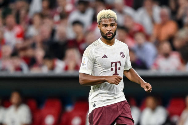 Serge Gnabry best right wingers in the world MUNICH, GERMANY - AUGUST 12: Serge Gnabry of Bayern Muenchen Looks on during the DFL Supercup 2023 match between FC Bayern München and RB Leipzig at Allianz Arena on August 12, 2023 in Munich, Germany. 