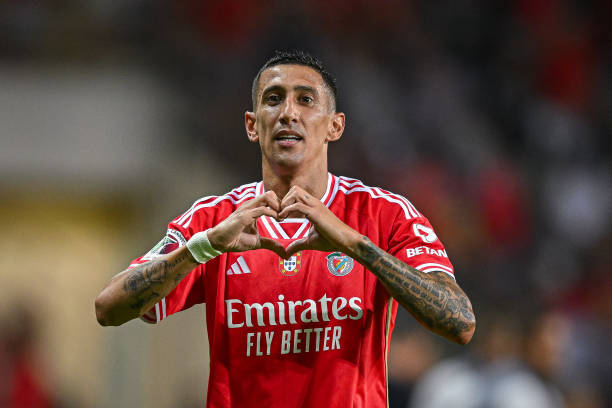 Angel Di Maria AVEIRO, PORTUGAL - AUGUST 9: Angel Di Maria of SL Benfica celebrates after scores his sides first goal during the Supercopa de Portugal Final match between SL Benfica v FC Porto at Estadio Municipal de Aveiro on August 9, 2023 in Aveiro, Portugal.