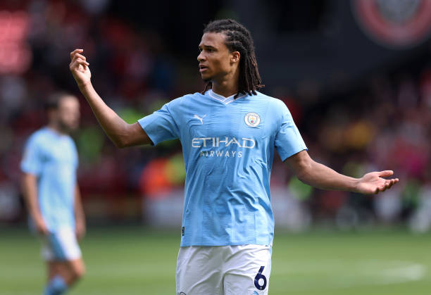 Nathan Aké SHEFFIELD, ENGLAND - AUGUST 27: Nathan Ake of Manchester City during the Premier League match between Sheffield United and Manchester City at Bramall Lane on August 27, 2023 in Sheffield, England.