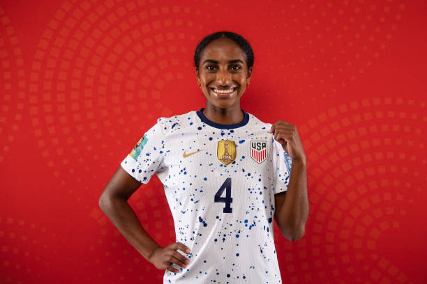 Naomi Girma best US women's soccer players AUCKLAND, NEW ZEALAND - JULY 17: Naomi Girma of USA poses for a portrait during the official FIFA Women's World Cup Australia & New Zealand 2023 portrait session at on July 17, 2023 in Auckland, New Zealand. 