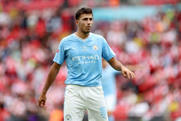 Rodri best defensive midfielders in the world LONDON, ENGLAND - AUGUST 06: Rodri of Manchester City during The FA Community Shield match between Manchester City against Arsenal at Wembley Stadium on August 06, 2023 in London, England