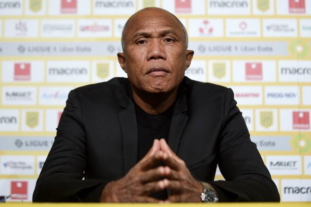 French Antoine Kombouare gives his first press conference as Nantes football club's head coach at the La Beaujoire stadium in Nantes on February 11, 2021. 