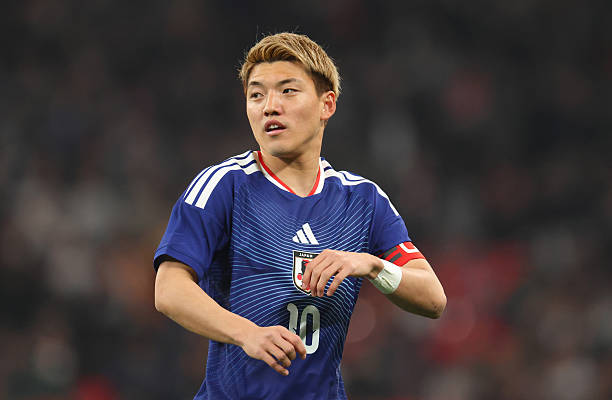 LONDON, ENGLAND - MARCH 31: Ritsu Doan of Japan during the international friendly match between England and Japan at Wembley Stadium on March 31, 2026 in London, England.