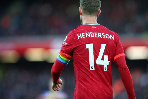 Jordan Henderson football players wearing number 14 shirt