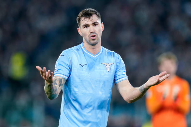 Alessio Romagnoli best left-footed centre-backs Alessio Romagnoli of SS Lazio gestures during the Serie A match between SS Lazio and SSC Napoli at Stadio Olimpico on January 28, 2024 in Rome, Italy. 