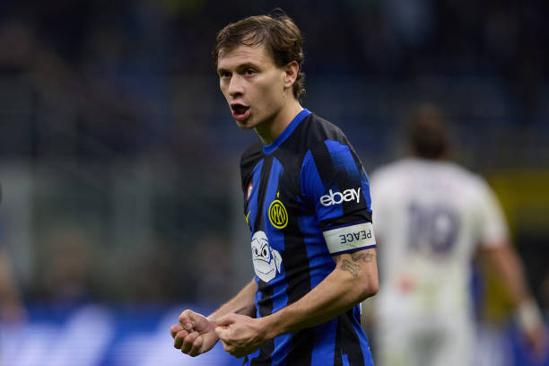 Nicolò Barella MILAN, ITALY - MARCH 04: Nicolò Barella of FC Internazionale celebrates following his side's victory in the Serie A TIM match between FC Internazionale and Genoa CFC - Serie A TIM at Stadio Giuseppe Meazza on March 04, 2024 in Milan, Italy. 