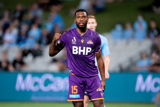 Soccer players banned for betting SYDNEY, AUSTRALIA - JANUARY 22: Daniel Sturridge of Perth Glory pumps his fist during the A-League soccer match between Sydney FC and Perth Glory at Netstrata Jubilee Stadium on January 22, 2022 in Sydney, Australia.