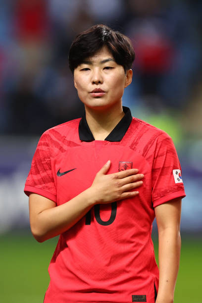 Ji So-yun best Asian women's soccer players COVENTRY, ENGLAND - FEBRUARY 19: Ji So-yun of Korea Republic during the Arnold Clark Cup match between Belgium and Korea Republic at CBS Arena on February 19, 2023 in Coventry, England. 