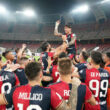 Cagliari newly promoted teams to the 2023/24 Serie A season Players of Cagliari celebrate the win during the Serie B match ''Final Play off'' between Bari and Cagliari on June 11, 2023 stadium ''San Nicola'' in Bari, Italy.