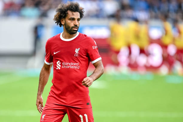Mohamed Salah football players with the best vision KARLSRUHE, GERMANY - JULY 19: Mohamed Salah of Liverpool FC Looks on during the pre-season friendly match between Karlsruher SC and Liverpool FC at BBBank Wildpark on July 19, 2023 in Karlsruhe, Germany.