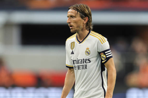 Luka Modrić football players with the best vision ARLINGTON, TEXAS - JULY 29: Luka Modric of Real Madrid during the pre-season friendly match between FC Barcelona and Real Madrid at AT&T Stadium on July 29, 2023 in Arlington, Texas