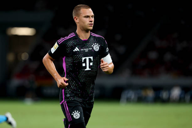 Joshua Kimmich soccer players with the best vision TOKYO, JAPAN - AUGUST 29: Joshua Kimmich of Bayern Munich in action during the pre-season friendly match between Kawasaki Frontale and Bayern Muenchen at the Japan National Stadium on August 29, 2023 in Tokyo, Japan.