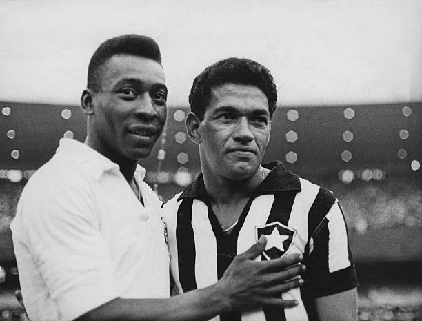 Pele & Garrincha best duos in soccer history Brazilian footballers Pele and Garrincha, 2nd February 1968.