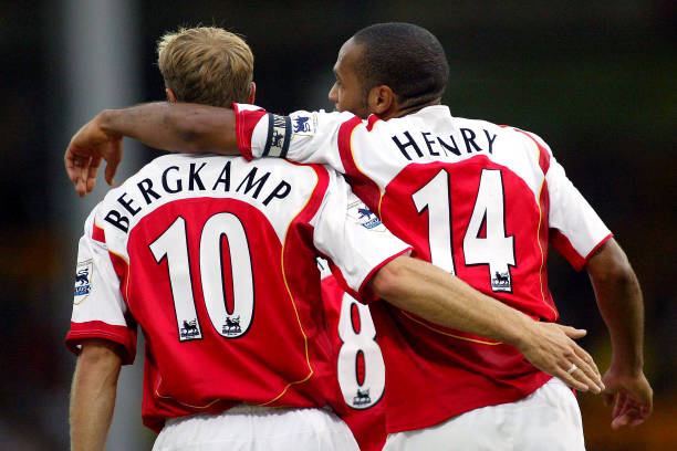 Thierry Henry & Dennis Bergkamp greatest duos in football history Arsenal's Thierry Henry celebrates his goal against Norwich City with Dennis Bergkamp