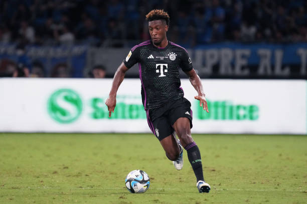 Kingsley Coman Football Players With The Best Ball Control TOKYO, JAPAN - JULY 29: Kingsley Koman of Bayern Muenchen in action during the pre-season friendly match between Kawasaki Frontal and Bayern Muenchen at National Stadium on July 29, 2023 in Tokyo, Japan.