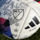 Why Does The MLS Have No Relegation? INDIO, CA - FEBRUARY 06: A general detail view of the MLS logo on the Adidas White 2023 MLS Speedshell Pro Ball during the MLS Pre-Season 2023 Coachella Valley Invitational match between D.C. United v LAFC at Empire Polo Club on February 6, 2023 in Indio, California.