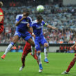 Most exciting Champions League finals MUNICH, GERMANY - MAY 19: Didier Drogba of Chelsea scores his team’s first goal during UEFA Champions League Final between FC Bayern Muenchen and Chelsea at the Fussball Arena München on May 19, 2012 in Munich, Germany.