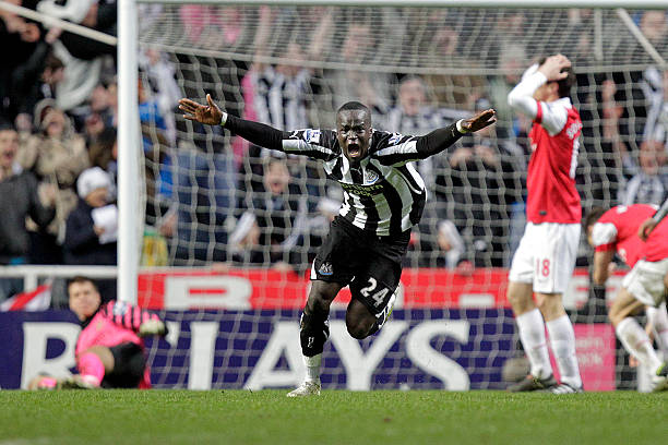 Newcastle United 4-4 Arsenal - English Premier League, 2011 Newcastle United's Ivorian midfielder Cheik Tiote celebrates scoring their equalizing goal during the English Premier League football match between Newcastle United and Arsenal at St James' Park, Newcastle-Upon-Tyne, north-east England on February 5, 2011. AFP PHOTO/GRAHAM STUARTFOR EDITORIAL USE ONLY Additional licence required for any commercial/promotional use or use on TV or internet (except identical online version of newspaper) of Premier League/Football League photos. 