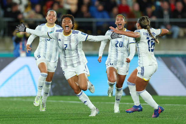Philippines Countries Where Soccer Is Not Popular WELLINGTON, NEW ZEALAND - JULY 25: Sarina Bolden (2nd L) of Philippines celebrates with teammates after scoring her team's first goal during the FIFA Women's World Cup Australia & New Zealand 2023 Group A match between New Zealand and Philippines at Wellington Regional Stadium on July 25, 2023 in Wellington, New Zealand. 