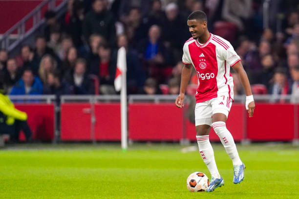 Jorrel Hato AMSTERDAM, NETHERLANDS - NOVEMBER 9: Jorrel Hato of AFC Ajax runs with the ball during the UEFA Europa League 2023/24 Group B match between AFC Ajax and Brighton & Hove Albion at the Johan Cruyff ArenA on November 9, 2023 in Amsterdam, Netherlands.