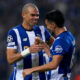 FC Porto Soccer clubs that are sponsored by New Balance PORTO, PORTUGAL - NOVEMBER 07: Kepler Laveran Lima Ferreira 'Pepe' of FC Porto celebrates with Stephen Eustaquio after scoring his team's second goal during the UEFA Champions League match between FC Porto and Royal Antwerp FC at Estadio do Dragao on November 07, 2023 in Porto, Portugal.