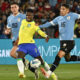 Best 6 Players to Watch at Copa America MONTEVIDEO, URUGUAY - OCTOBER 17: Manuel Ugarte (L) and Mathias Olivera (R) of Uruguay compete for the ball with Vinicius Jr. of Brazil during the FIFA World Cup 2026 Qualifier match between Uruguay and Brazil at Centenario Stadium on October 17, 2023 in Montevideo, Uruguay.