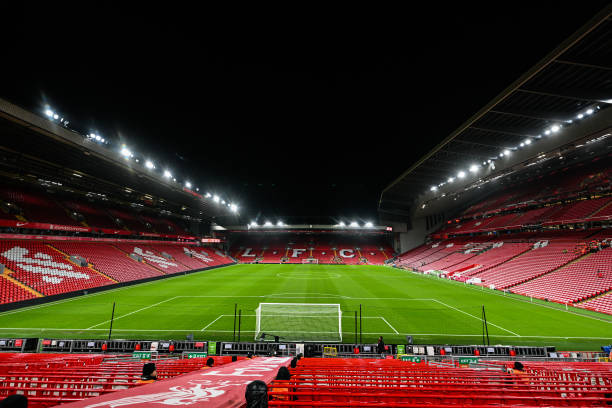 Anfield biggest stadiums in England LIVERPOOL, ENGLAND - JANUARY 01: A general view ahead of the Premier League match between Liverpool FC and Newcastle United at Anfield on January 01, 2024 in Liverpool, England.