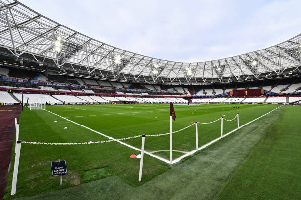 London Stadium biggest stadiums in England LONDON, ENGLAND - JANUARY 7: A general view inside the London Stadium during the Emirates FA Cup Third Round match between West Ham United and Bristol City at London Stadium on January 7, 2024 in London, England. 