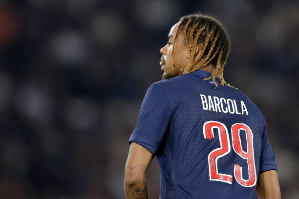 PARIS, FRANCE - SEPTEMBER 18: Bradley Barcola of Paris Saint Germain during the UEFA Champions League match between Paris Saint Germain v Girona at the Parc des Princes on September 18, 2024 in Paris France