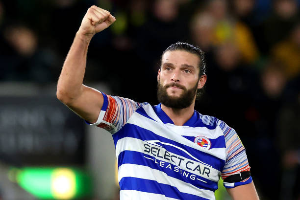 NORWICH, ENGLAND - DECEMBER 30: Andy Carroll of Reading celebrates scoring during the Sky Bet Championship match between Norwich City and Reading at Carrow Road on December 30, 2022 in Norwich, England.