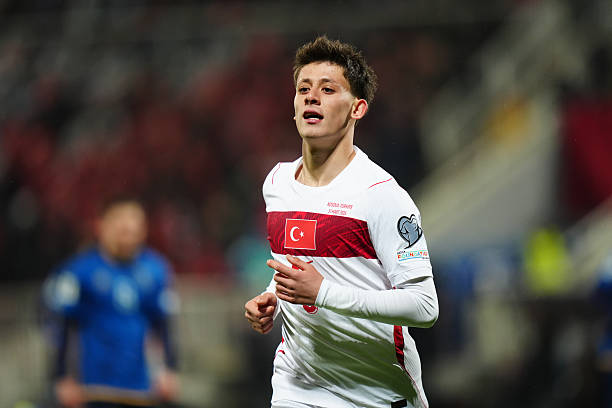 PRISTINA, KOSOVO - MARCH 31: Arda Guler (8) of Turkiye in action during the 2026 FIFA World Cup Europe Qualifiers play-off final match between Kosovo and Turkiye at the Fadil Vokrri Stadium in Pristina, Kosovo, on March 31, 2026.