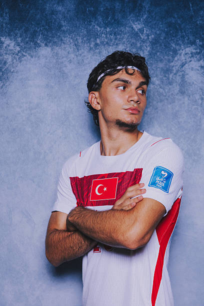 MESA, ARIZONA - JUNE 09: (EXCLUSIVE COVERAGE) (EDITOR'S NOTE: This image has been digitally altered.) Can Uzun #26 of Turkiye poses for a portrait during the official FIFA World Cup 2026 portrait session on June 09, 2026 in Mesa, Arizona.