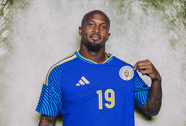BOCA RATON, FLORIDA - JUNE 09: (EXCLUSIVE COVERAGE) (EDITOR'S NOTE: This image has been digitally altered.) Gervane Kastaneer #19 of Curacao poses for a portrait during the official FIFA World Cup 2026 portrait session on June 09, 2026 in Boca Raton, Florida. 
