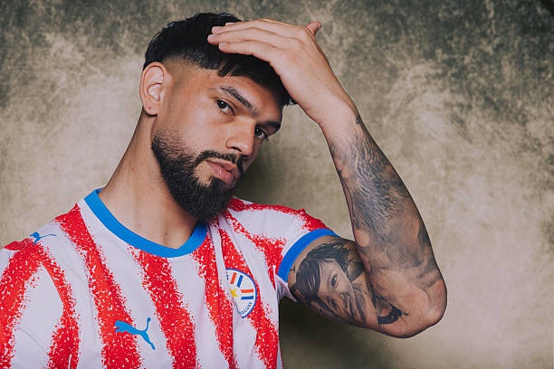 SAN JOSE, CALIFORNIA - JUNE 08: (EXCLUSIVE COVERAGE) (EDITOR'S NOTE: This image has been digitally altered.) Omar Alderete #3 of Paraguay poses for a portrait during the official FIFA World Cup 2026 portrait session on June 08, 2026 in San Jose, California.