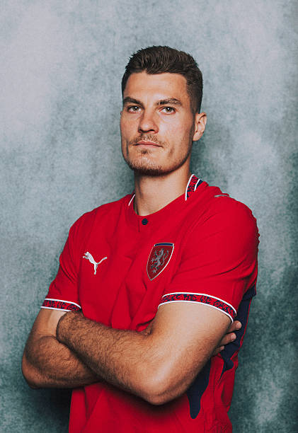 FORT WORTH, TEXAS - JUNE 07: (EXCLUSIVE COVERAGE (EDITOR'S NOTE: This image has been digitally altered.) Patrik Schick #10 of Czechia poses for a portrait during the official FIFA World Cup 2026 portrait session on June 07, 2026 in Fort Worth, Texas