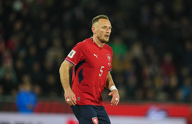 Vladimír Coufal (Czechia)  looks on during Final FIFA World Cup Qualification: Czechia and Denmark at epet ARENA Stadium, Prague, Czechia on March 31  2026. 