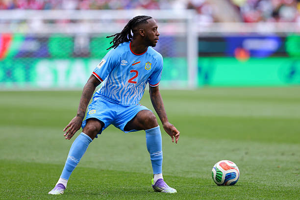ZAPOPAN, MEXICO - MARCH 31: Aaron Wan-Bissaka of Congo controls the ball during the FIFA World Cup 2026 Play-Off tournament final match between Congo DR and Jamaica at Estadio Guadalajara on March 31, 2026 in Zapopan, Mexico.