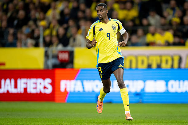 SOLNA, SWEDEN - OCTOBER 10: Alexander Isak of Sweden looks on during the FIFA World Cup 2026 qualifier match between Sweden and Switzerland at Strawberry Arena on October 10, 2025 in Solna, Sweden.