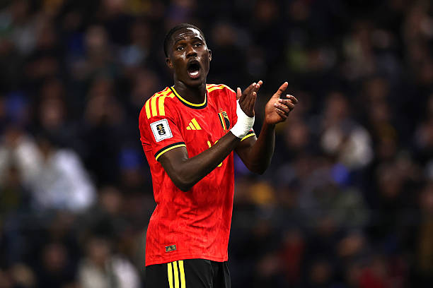 ASTANA, KAZAKHSTAN - NOVEMBER 15: Amadou Onana of Belgium applauds during the FIFA World Cup 2026 qualifier match between Kazakhstan and Belgium at Astana Arena on November 15, 2025 in Astana, Kazakhstan.