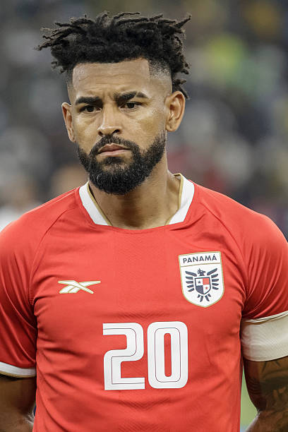 Panama's midfielder #20 Anibal Godoy looks on ahead of the friendly international football match between South Africa and Panama at the Cape Town Stadium in Cape Town on March 31, 2026.
