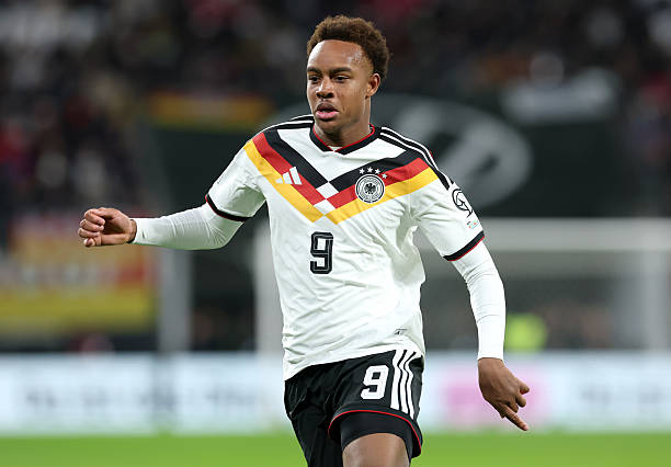 LEIPZIG, GERMANY - NOVEMBER 17: Assan Ouedraogo of Germany looks on during the FIFA World Cup 2026 qualifier match between Germany and Slovakia at Red Bull Arena on November 17, 2025 in Leipzig, Germany.