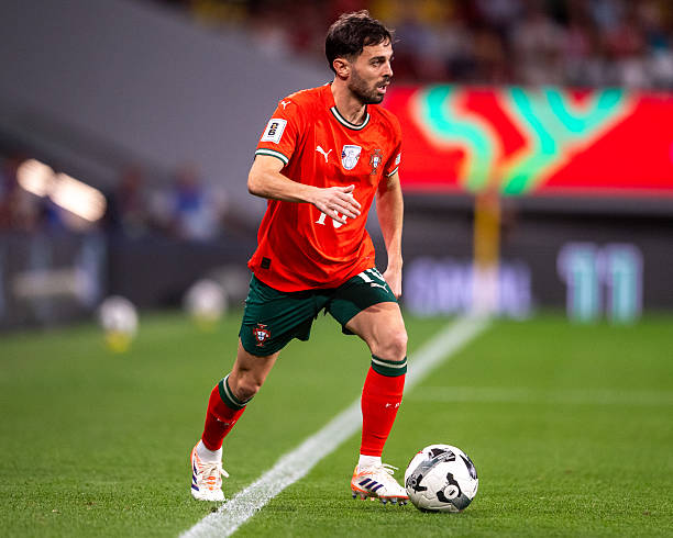 Bernardo Silva from Portugal is seen in action during the European World Cup Qualifiers 2026 football match between Portugal and Hungary at Estadio Jose Alvalade in Lisbon, Portugal, on October 14, 2025.