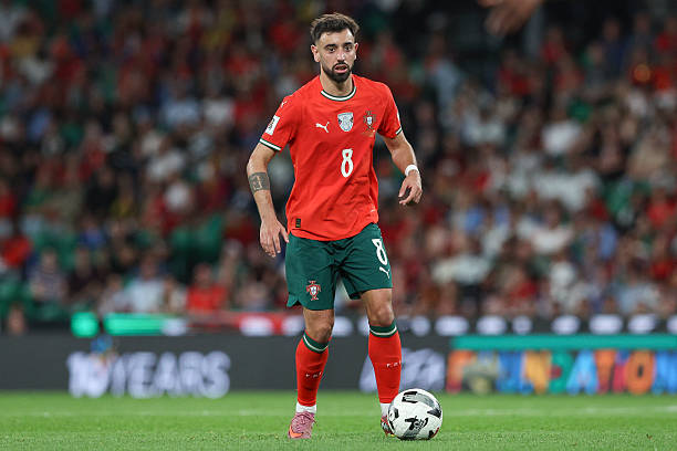 LISBON, PORTUGAL - OCTOBER 11: Bruno Fernandes of Portugal during the FIFA World Cup 2026 qualifier match between Portugal and Republic of Ireland at Estadio Jose Alvalade on October 11, 2025 in Lisbon, Portugal.