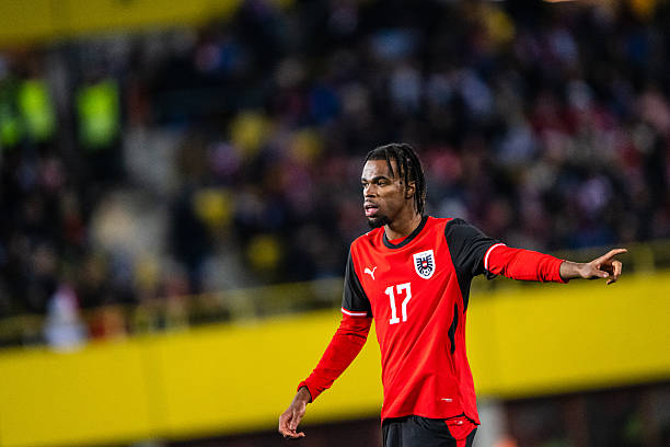 VIENNA, AUSTRIA - MARCH 31: Carney Chukwuemeka of Austria gestures during an international friendly match between Austria and South Korea on March 31, 2026 in Vienna, Austria.